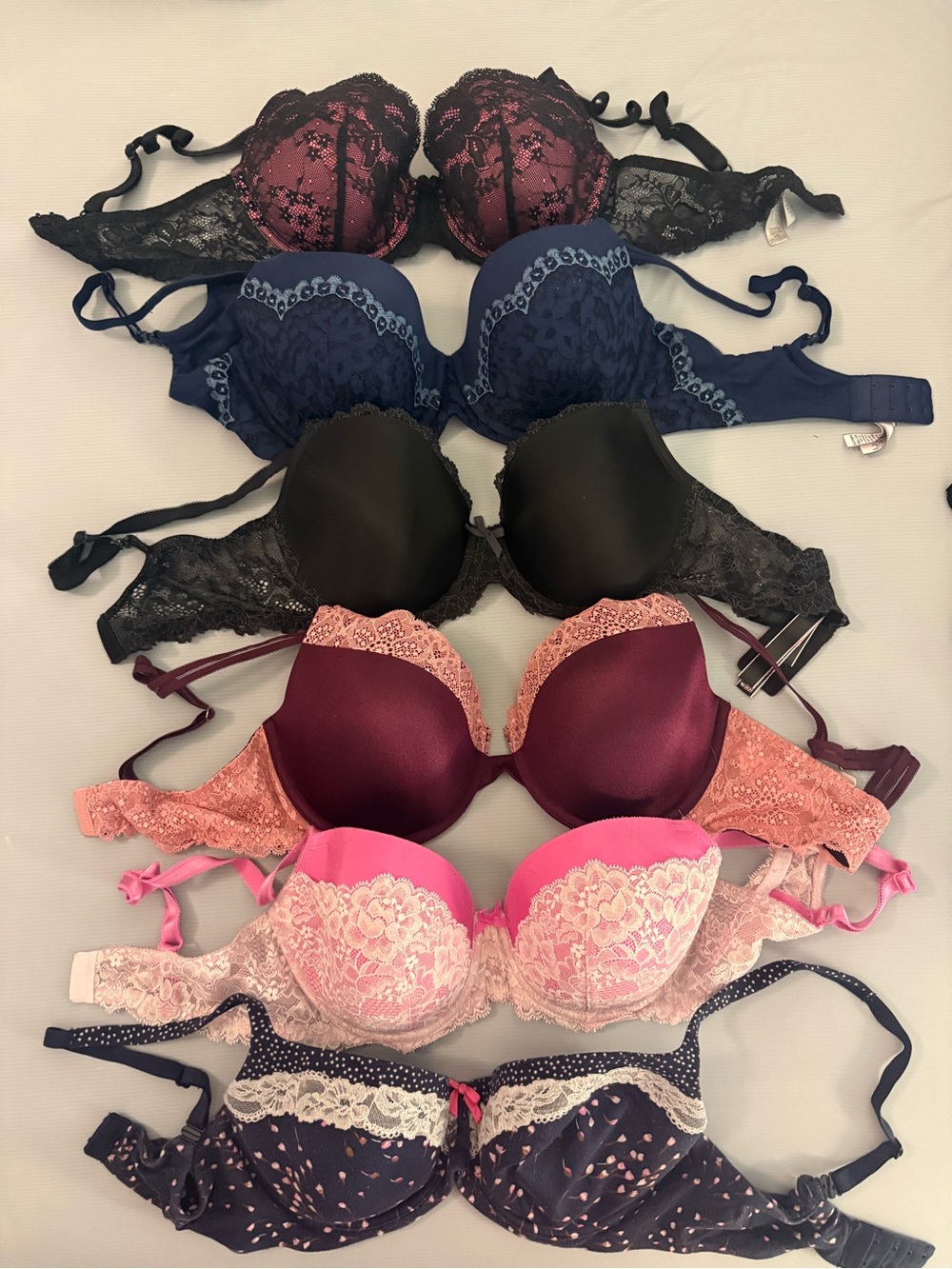 Women’s Lace Push-Up Bra Set - Pink, Navy, Black & Burgundy Options